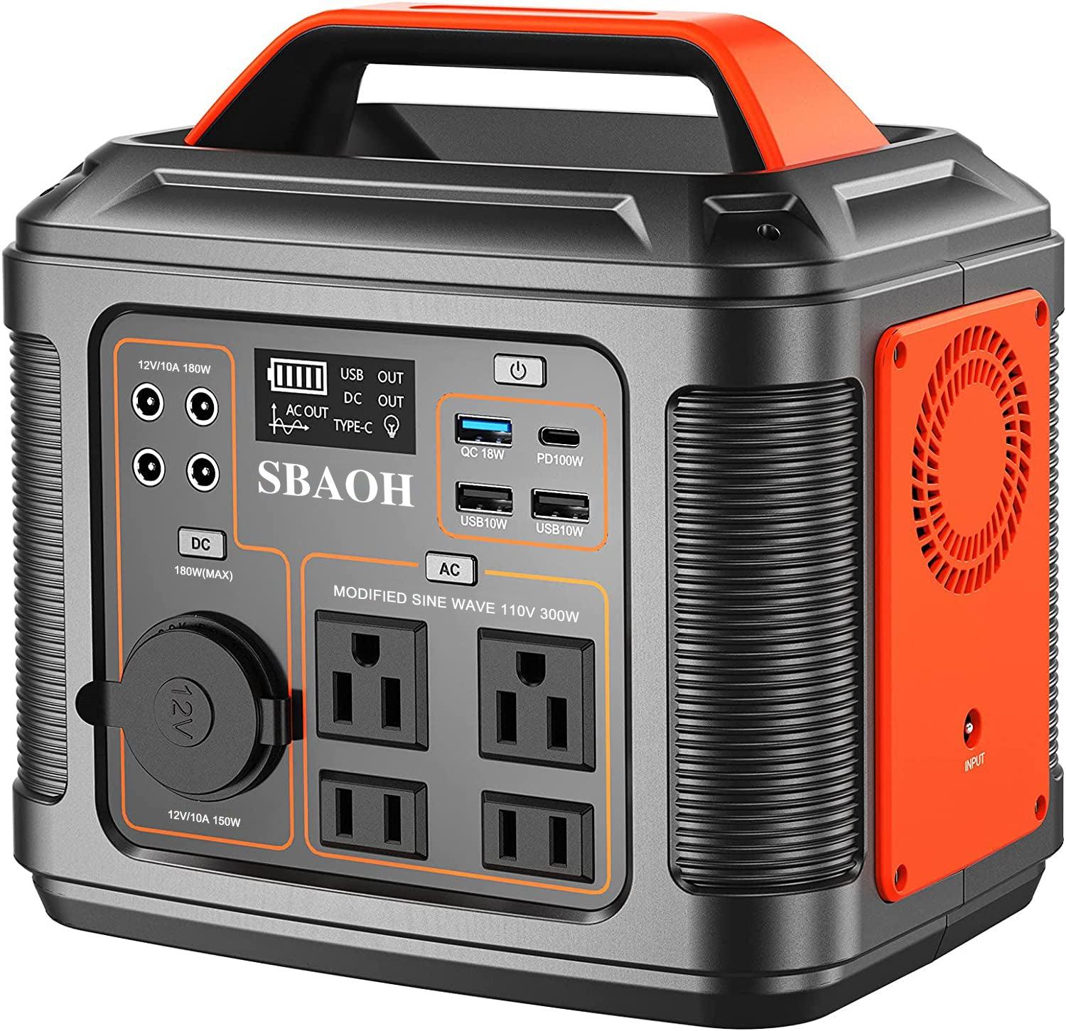 Portable Power Station P302,300W 296Wh Backup Lithium Battery,Solar Generator For Home