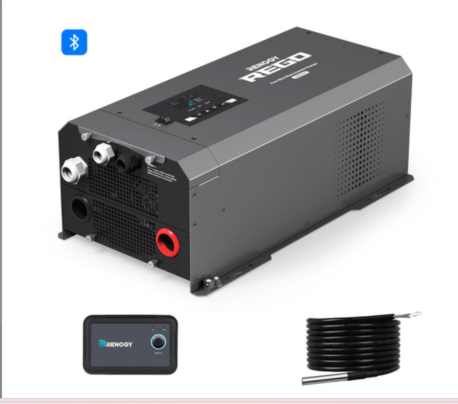 Renogy REGO 12V 3000W Pure Sine Wave Inverter Charger with LCD Display