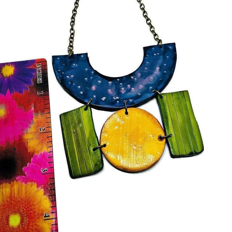Geometric Jewelry Set with Statement Necklace & Large Earrings